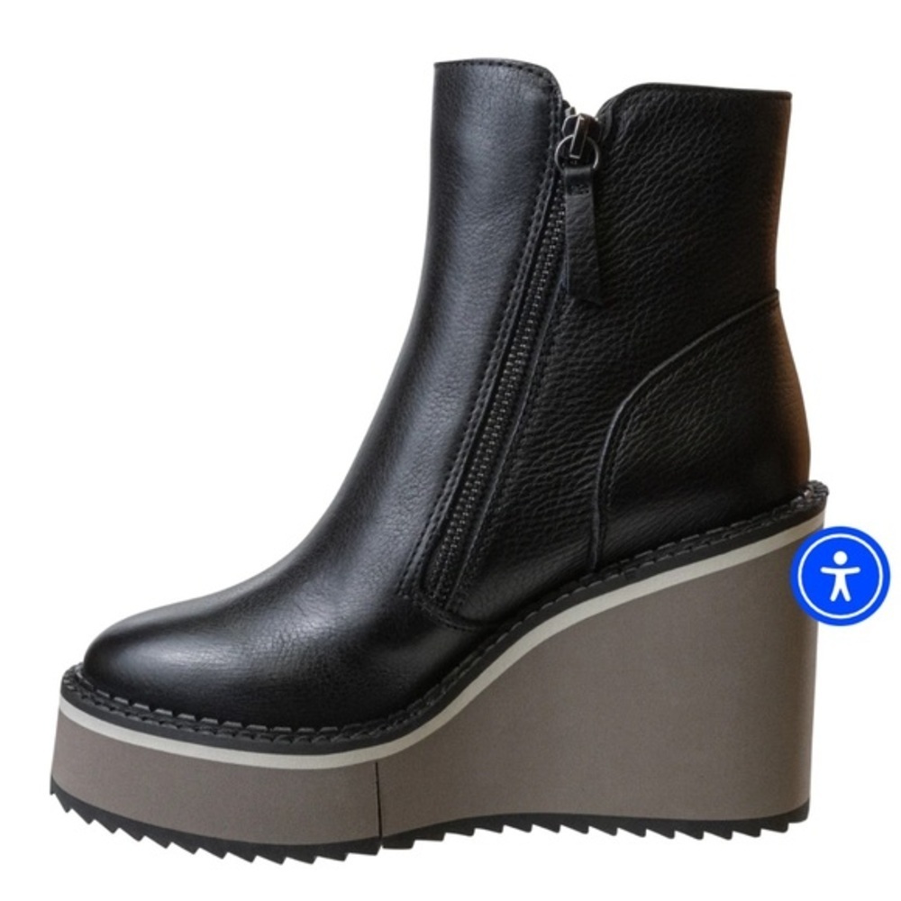 Naked Feet Black Leather Wedge Ankle Boots